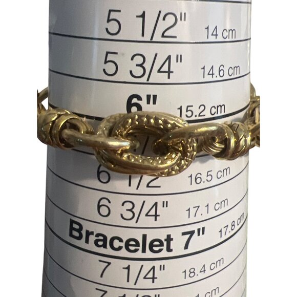 Vintage Gold Tone Textured Chain Bracelet Multi Links Lobster Clasp Estate 6" - Picture 4 of 4